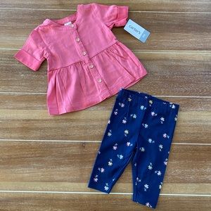 NWT Carter’s coral and navy blue 2-piece set
